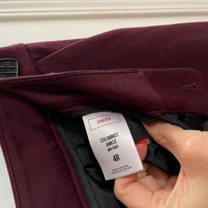 Express mid rise Columnist Ankle Pant with back seam, eggplant, size 4R